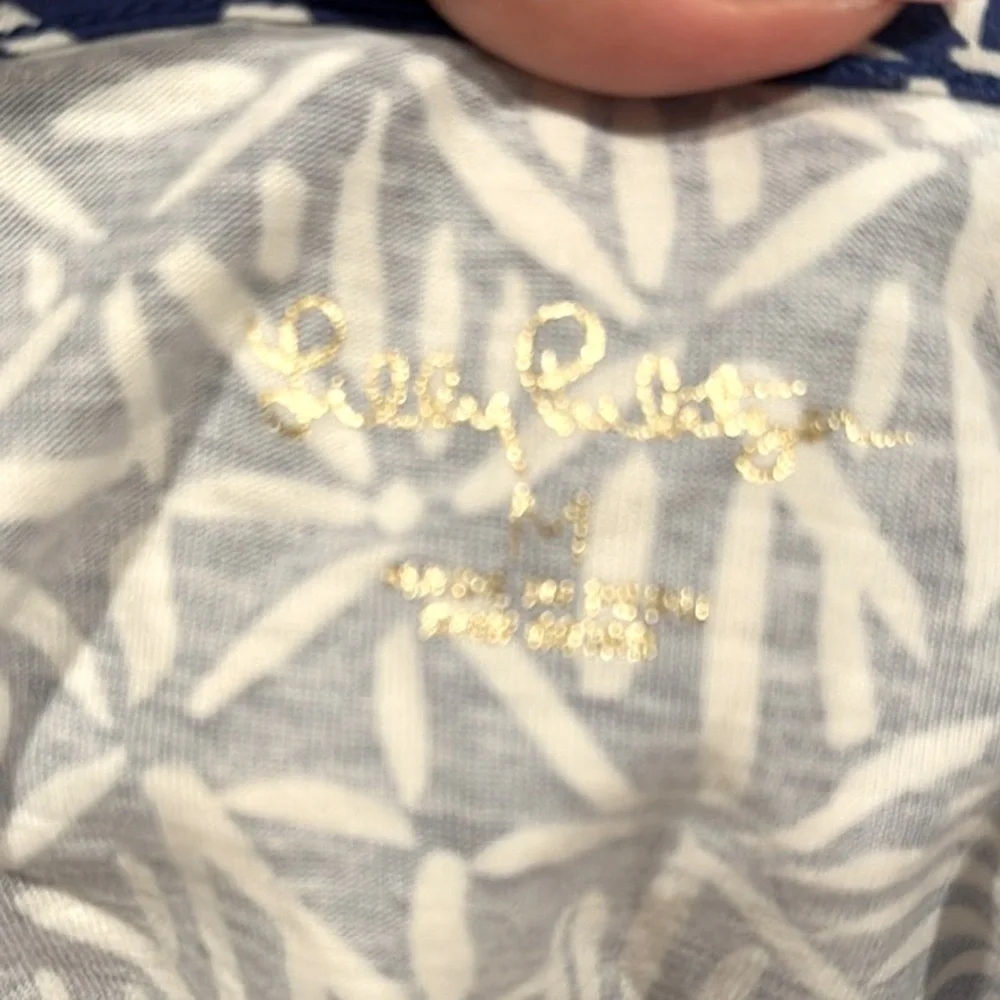 LILLY PULITZER ETTA CORSICA BLUE EASY PEASY White Pima Cotton POM POM DRESS M - Picture 6 of 10